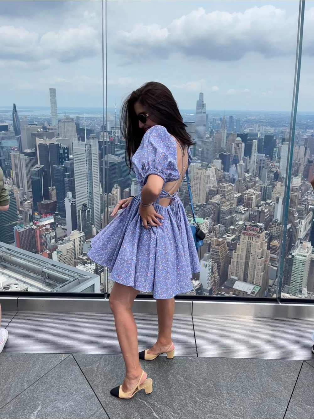 New Arrivals brand Blue Floral Puff-Sleeve Twirl Dress